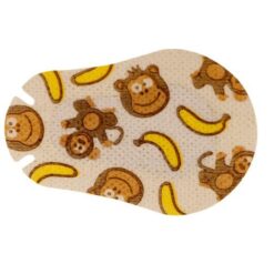 Brunt øjenplaster med aber og gule bananer.
