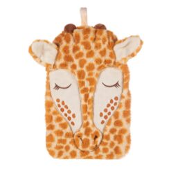 Gina Giraffe varmedunk fra Sass & Belle med blødt betræk i orange og gule nuancer.