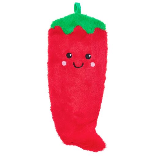 Rød varmedunk formet som chili fra Sass & Belle med blødt betræk og gummi-varmedunk.