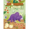 Forside af "Dinosaurer aktivitetsbog – Den lille Triceratops", med farvestrålende illustrationer af dinosaurer og medfølgende klistermærker.