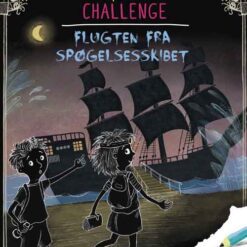 Forsiden af Escape Challenge: Flugten fra spøgelsesskibet – spændende gådebog for børn med illustration af Mila og Lex på et mørkt, mystisk skib.