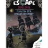 Forsiden af Escape Challenge: Flugten fra spøgelsesskibet – spændende gådebog for børn med illustration af Mila og Lex på et mørkt, mystisk skib.