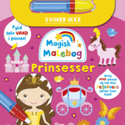 Forside af “Magisk malebog: Prinsesser” med slotte og farverige prinsesser