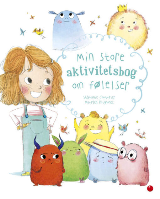 Forsiden af "Min store aktivitetsbog om følelser" – farverig bog med illustrationer af forskellige følelser.