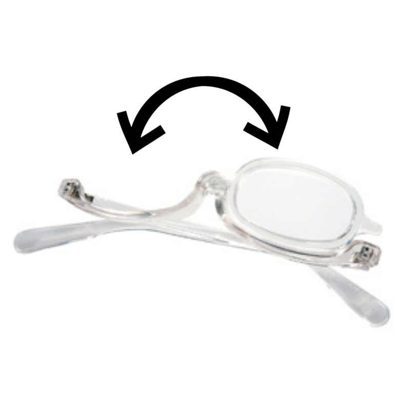 Makeup brille, der kan vippe linsen fra den ene side til den anden.