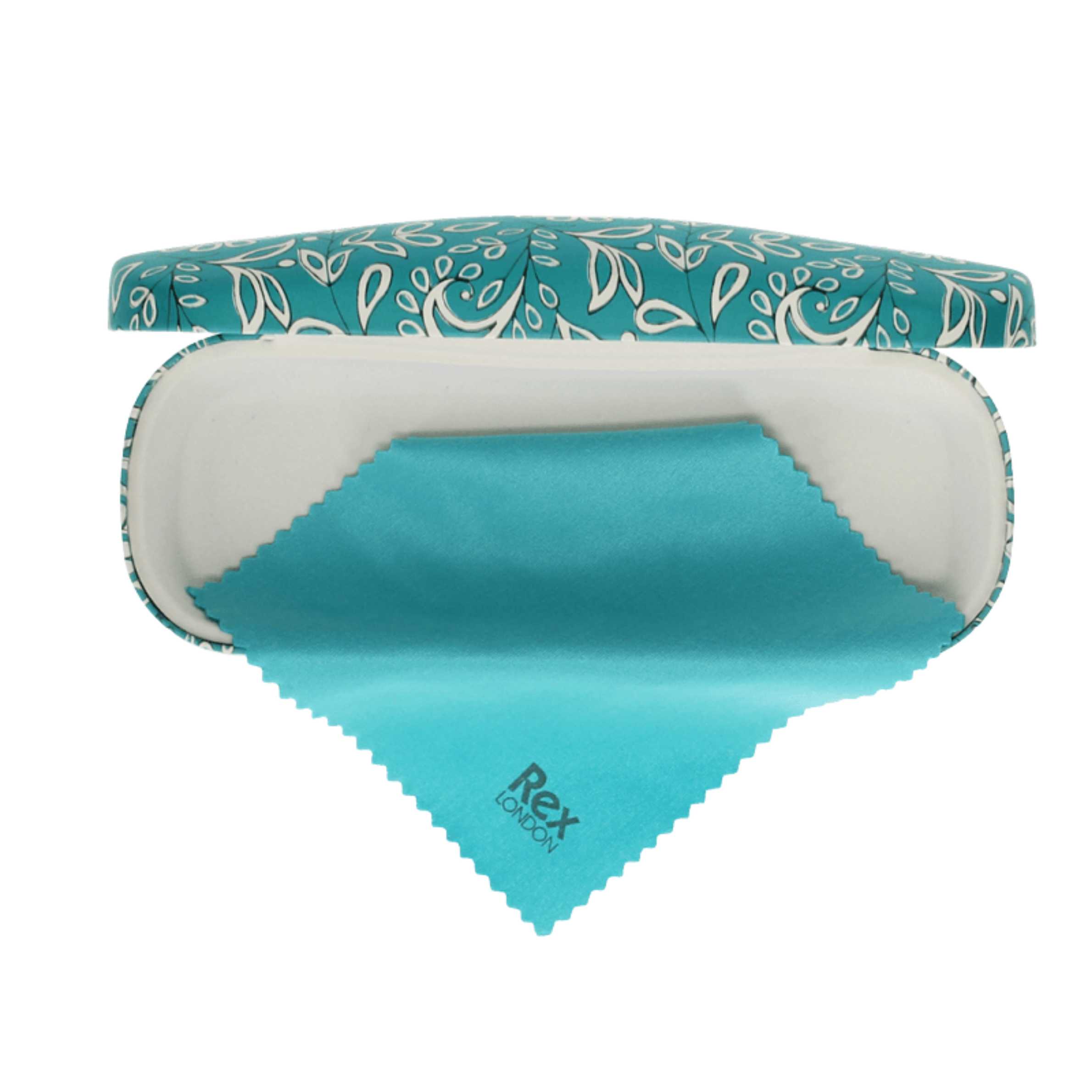 Tyrkis brilleetui med mønster fra Rex London.