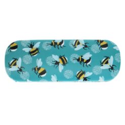 Blåt brilleetui med humblebier fra Rex London.