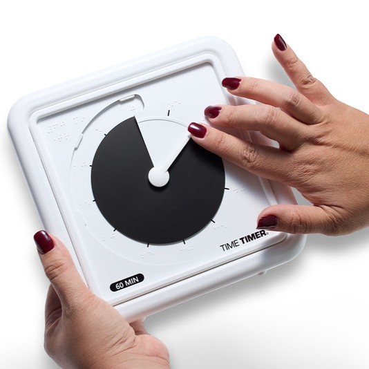 Time Timer Braille Medium sort Disk i haand 1