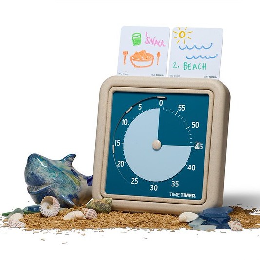Time Timer Retro Eco Edition Water Front Angle Dry Erase Cards 45 min Staged