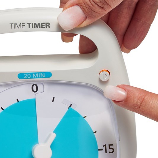 Time Timer Plus 20 minutter. Pauseknap.